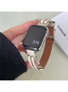 Band For Apple Watch Series 10 42mm / 9 8 7 41mm / 6 5 4 SE (2023) SE (2022) SE 40mm / 3 2 1 38mm Genuine Cow Leather Wrist Strap - White