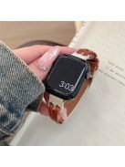 Band For Apple Watch Series 10 42mm / 9 8 7 41mm / 6 5 4 SE (2023) SE (2022) SE 40mm / 3 2 1 38mm Genuine Cow Leather Wrist Strap - White / Brown