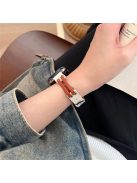 Band For Apple Watch Series 10 42mm / 9 8 7 41mm / 6 5 4 SE (2023) SE (2022) SE 40mm / 3 2 1 38mm Genuine Cow Leather Wrist Strap - White / Brown