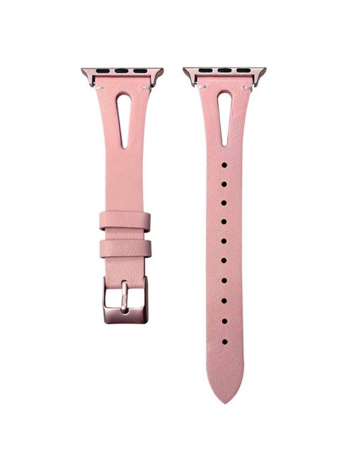 Band For Apple Watch Series 10 42mm / 9 8 7 41mm / 6 5 4 SE (2023) SE (2022) SE 40mm / 3 2 1 38mm Split Leather Watch Strap - Pink