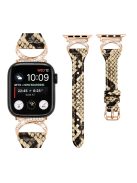 Band for Apple Watch Series 10 46mm / Ultra 2 Ultra 49mm /  Series 9 8 7 45mm / 6 5 4 SE (2023) SE (2022) SE 44mm / 3 2 1 42mm Genuine Cowhide Leather Watch Strap with Rose Gold Buckle - Snake Pattern