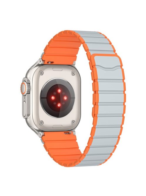 Bans For Apple Watch Series 10 42mm / 9 8 7 41mm / 6 5 4 SE (2023) SE (2022) SE 40mm / 3 2 1 38mm Magnetic Silicone Strap - Grey+Orange