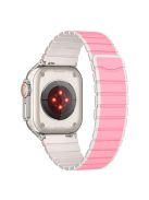 Bans For Apple Watch Series 10 42mm / 9 8 7 41mm / 6 5 4 SE (2023) SE (2022) SE 40mm / 3 2 1 38mm Magnetic Silicone Strap - Pink+White