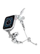 Beaded Bracelet Band for Apple Watch Series 10 42mm / 9 8 7 41mm / SE (2023) SE (2022) SE 6 5 4 40mm / 3 2 1 38mm Jewelry Watch Strap - Silver / Owl