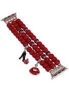 Beaded Bracelet for Apple Watch Series 10 42mm / 9 8 7 41mm / SE (2023) SE (2022) SE 6 5 4 40mm / 3 2 1 38mm Color Bodhi-Shape Watch Band - Red