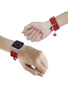 Beaded Bracelet for Apple Watch Series 10 42mm / 9 8 7 41mm / SE (2023) SE (2022) SE 6 5 4 40mm / 3 2 1 38mm Color Bodhi-Shape Watch Band - Red