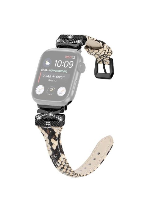 Black Buckle  Strap for Apple Watch Series 10 46mm / Ultra 2 Ultra 49mm /  Series 9 8 7 45mm / 6 5 4 SE (2023) SE (2022) SE 44mm / 3 2 1 42mm - Snake Texture