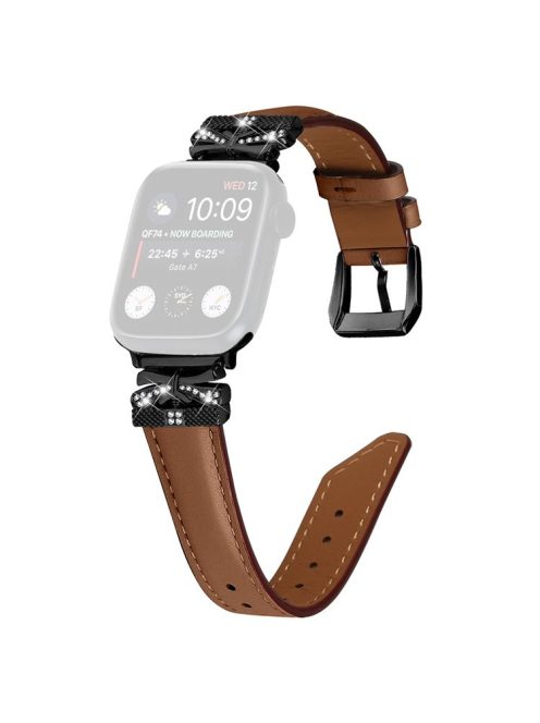 Black Buckle Watch Band for Apple Watch Series 10 42mm / 9 8 7 41mm / SE (2023) SE (2022) SE 6 5 4 40mm / 3 2 1 38mm - Brown