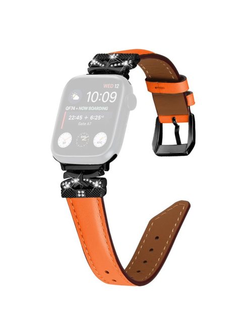 Black Buckle Watch Band for Apple Watch Series 10 42mm / 9 8 7 41mm / SE (2023) SE (2022) SE 6 5 4 40mm / 3 2 1 38mm - Orange