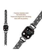 Bling Band Watch Strap for Apple Watch Series 10 42mm / 9 8 7 41mm / SE (2023) SE (2022) SE 6 5 4 40mm / 3 2 1 38mm Rhinestone Decor Stainless Steel 5-Bead Watch Strap - Black