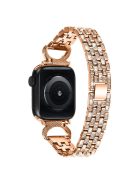 Bling Band Watch Strap for Apple Watch Series 10 42mm / 9 8 7 41mm / SE (2023) SE (2022) SE 6 5 4 40mm / 3 2 1 38mm Rhinestone Decor Stainless Steel 5-Bead Watch Strap - Rose Gold