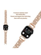 Bling Band Watch Strap for Apple Watch Series 10 42mm / 9 8 7 41mm / SE (2023) SE (2022) SE 6 5 4 40mm / 3 2 1 38mm Rhinestone Decor Stainless Steel 5-Bead Watch Strap - Rose Gold