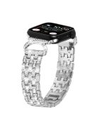 Bling Band Watch Strap for Apple Watch Series 10 42mm / 9 8 7 41mm / SE (2023) SE (2022) SE 6 5 4 40mm / 3 2 1 38mm Rhinestone Decor Stainless Steel 5-Bead Watch Strap - Silver