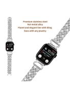 Bling Band Watch Strap for Apple Watch Series 10 42mm / 9 8 7 41mm / SE (2023) SE (2022) SE 6 5 4 40mm / 3 2 1 38mm Rhinestone Decor Stainless Steel 5-Bead Watch Strap - Silver