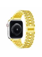 Bling Rhinestone Decor Metal Watch Strap Replacement for Apple Watch Series 10 46mm / Ultra 2 Ultra 49mm / 9 8 7 45mm / SE (2023) SE (2022) SE 6 5 4 44mm / 3 2 1 42mm - Gold