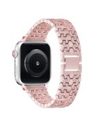 Bling Rhinestone Decor Metal Watch Strap Replacement for Apple Watch Series 10 46mm / Ultra 2 Ultra 49mm / 9 8 7 45mm / SE (2023) SE (2022) SE 6 5 4 44mm / 3 2 1 42mm - Pink