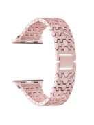 Bling Rhinestone Decor Metal Watch Strap Replacement for Apple Watch Series 10 46mm / Ultra 2 Ultra 49mm / 9 8 7 45mm / SE (2023) SE (2022) SE 6 5 4 44mm / 3 2 1 42mm - Pink