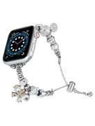 Bracelets Band for Apple Watch Series 10 46mm / Ultra 2 Ultra 49mm /  Series 9 8 7 45mm / 6 5 4 SE (2023) SE (2022) SE 44mm / 3 2 1 42mm , Beaded Watch Strap - Silver / Bowknot