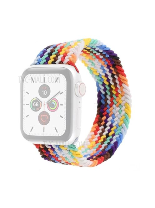 Braided Elastic Nylon Solo Loop Band Strap Wristband for Apple Watch Series 10 42mm / 9 8 7 41mm / 6 5 4 SE SE (2022) SE (2023) 40mm / 3 2 1 38mm (Size: L) - Multi-Color