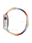 Braided Elastic Nylon Solo Loop Band Strap Wristband for Apple Watch Series 10 42mm / 9 8 7 41mm / 6 5 4 SE SE (2022) SE (2023) 40mm / 3 2 1 38mm (Size: L) - Multi-Color