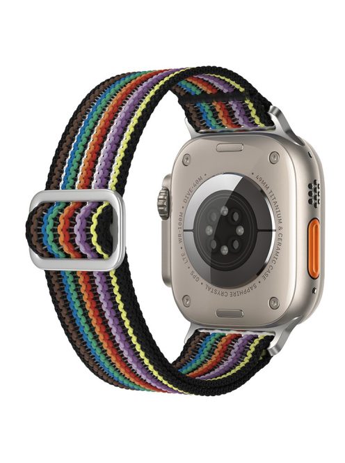 Breathable Nylon Strap for Apple Watch 10 46mm / Ultra 2 / Ultra 49mm / 9 8 7 45mm / SE (2023) SE (2022) SE 6 5 4 44mm / 3 2 1 42mm Wrist Band - Rainbow