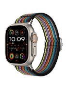 Breathable Nylon Strap for Apple Watch 10 46mm / Ultra 2 / Ultra 49mm / 9 8 7 45mm / SE (2023) SE (2022) SE 6 5 4 44mm / 3 2 1 42mm Wrist Band - Rainbow