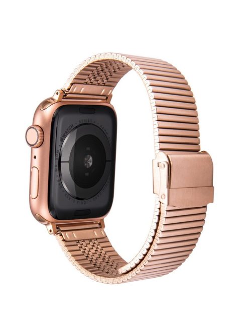 Buckle Design Stainless Steel Smart Watch Strap Replacement for Apple Watch Series 10 42mm / 9 8 7 41mm / 6 5 4 SE SE (2022) SE (2023) 40mm / 3 2 1 38mm  - Rose Gold