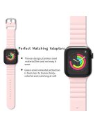 Business Horizontal Stripes Adjustable Silicone Watch Band Strap for Apple Watch Series 10 46mm / Ultra 2 Ultra 49mm / 9 8 7 45mm / SE (2023) SE (2022) SE 6 5 4 44mm / 3 2 1 42mm - Light Pink