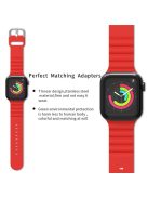 Business Horizontal Stripes Adjustable Silicone Watch Band Strap for Apple Watch Series 10 46mm / Ultra 2 Ultra 49mm / 9 8 7 45mm / SE (2023) SE (2022) SE 6 5 4 44mm / 3 2 1 42mm - Red