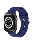 Business Horizontal Stripes Adjustable Silicone Watch Band Strap for Apple Watch Series 10 46mm / Ultra 2 Ultra 49mm / 9 8 7 45mm / SE (2023) SE (2022) SE 6 5 4 44mm / 3 2 1 42mm - Sapphire