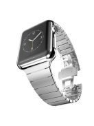 Butterfly Buckle Stainless Steel Watch Band Link Bracelet for Apple Watch Series 10 46mm / Ultra 2 Ultra 49mm / 9 8 7 45mm / SE (2023) SE (2022) SE 6 5 4 44mm / 3 2 1 42mm - Silver Color