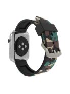 Camouflage Pattern Flexible Silicone Watch Strap for Apple Watch Series 10 42mm / 9 8 7 41mm / SE (2023) SE (2022) SE 6 5 4 40mm / 3 2 1 38mm - Khaki