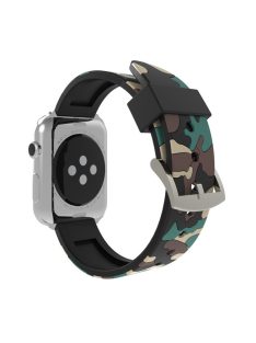   Camouflage Pattern Flexible Silicone Watch Strap for Apple Watch Series 10 42mm / 9 8 7 41mm / SE (2023) SE (2022) SE 6 5 4 40mm / 3 2 1 38mm - Khaki