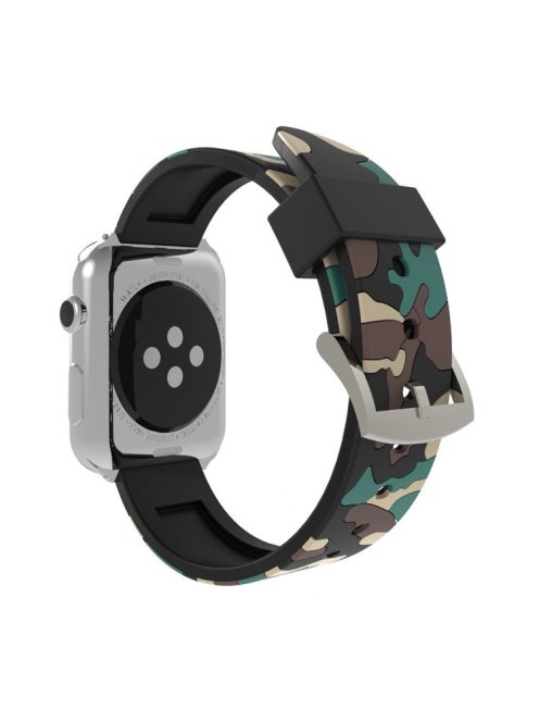 Camouflage Pattern Flexible Silicone Watch Strap for Apple Watch Series 10 42mm / 9 8 7 41mm / SE (2023) SE (2022) SE 6 5 4 40mm / 3 2 1 38mm - Khaki