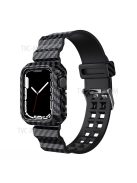 Carbon Fiber Texture 20mm Soft TPU Watch Band Skin-Friendly Band Strap for Apple Watch Series 7 45mm - Black