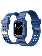 Carbon Fiber Texture 20mm Soft TPU Watch Band Skin-Friendly Band Strap for Apple Watch Series 7 45mm - Blue