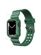 Carbon Fiber Texture 20mm Soft TPU Watch Band Skin-Friendly Band Strap for Apple Watch Series 7 45mm - Green