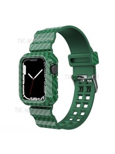   Carbon Fiber Texture 20mm Soft TPU Watch Band Skin-Friendly Band Strap for Apple Watch Series 7 45mm - Green