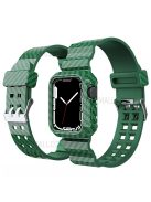 Carbon Fiber Texture 20mm Soft TPU Watch Band Skin-Friendly Band Strap for Apple Watch Series 7 45mm - Green