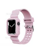 Carbon Fiber Texture 20mm Soft TPU Watch Band Skin-Friendly Band Strap for Apple Watch Series 7 45mm - Pink