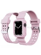 Carbon Fiber Texture 20mm Soft TPU Watch Band Skin-Friendly Band Strap for Apple Watch Series 7 45mm - Pink