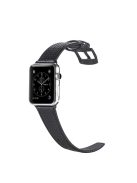 Carbon Fiber Texture Genuine Leather Watch Band for Apple Watch Series 10 46mm / Ultra 2 Ultra 49mm / 9 8 7 45mm / SE (2023) SE (2022) SE 6 5 4 44mm / 3 2 1 42mm - All Black