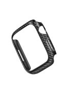 Carbon Fiber Texture Hard PC Protective Watch Case Genuine Leather Watchband Strap for Apple Watch Ultra 49mm / Series 8 45mm / 7 45mm