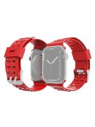 Carbon Fiber Texture TPU Watch Strap Replacement for Apple Watch Series 7 45mm - Red