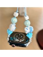 Cartoon Cat Ceramic Beads Strap for Apple Watch Series 10 42mm / 9 8 7 41mm / SE (2023) SE (2022) SE 6 5 4 40mm / 3 2 1 38mm Drawstring Bracelet - Blue