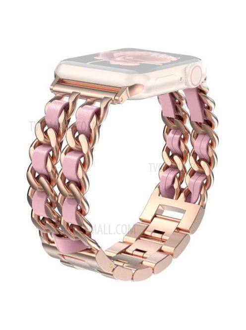 Chain Style Stainless Steel Watch Strap for Apple Watch Series 10 42mm / 9 8 7 41mm / 6 5 4 SE SE (2022) SE (2023) 40mm / 3 2 1 38mm  - Rose Gold / Pink