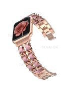 Chain Style Stainless Steel Watch Strap for Apple Watch Series 10 42mm / 9 8 7 41mm / 6 5 4 SE SE (2022) SE (2023) 40mm / 3 2 1 38mm  - Rose Gold / Pink