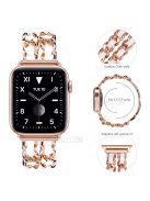 Chain Style Stainless Steel Watch Strap for Apple Watch Series 10 42mm / 9 8 7 41mm / 6 5 4 SE SE (2022) SE (2023) 40mm / 3 2 1 38mm  - Rose Gold / White