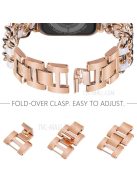 Chain Style Stainless Steel Watch Strap for Apple Watch Series 10 42mm / 9 8 7 41mm / 6 5 4 SE SE (2022) SE (2023) 40mm / 3 2 1 38mm  - Rose Gold / White