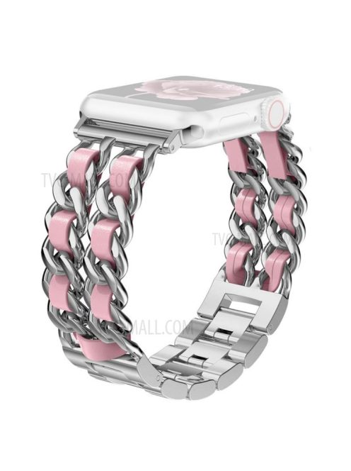 Chain Style Stainless Steel Watch Strap for Apple Watch Series 10 42mm / 9 8 7 41mm / 6 5 4 SE SE (2022) SE (2023) 40mm / 3 2 1 38mm  - Silver / Pink